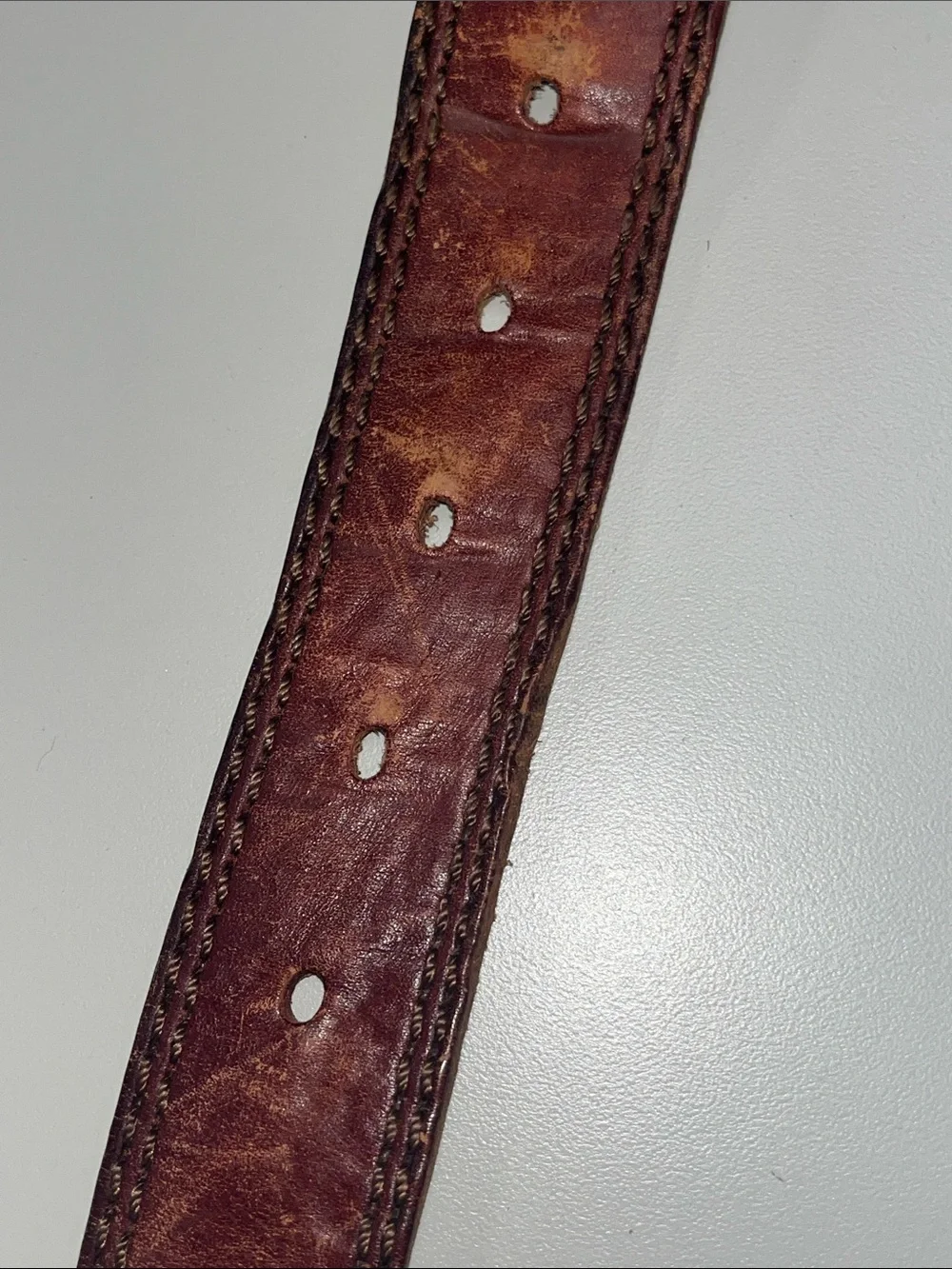 Levi's Distressed Brown Leather Belt with Dark Metal Buckle